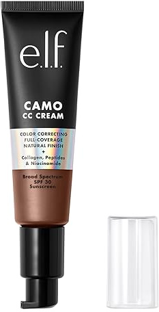 e.l.f. Camo CC Cream, Fond de teint correcteur de couleur à couverture moyenne à complète avec SPF 30, Rich 610 N, 30 g