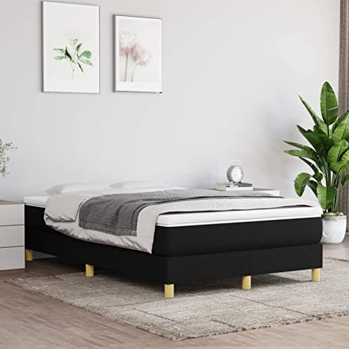 Tidyard Sängram, sängram, stoppad säng, ungdomssäng, gästsäng, sovrumssäng, dubbelsäng/enkelsäng, balksäng, sängram, ribbotten, träsäng, svart, 120 x 200 cm, tyg