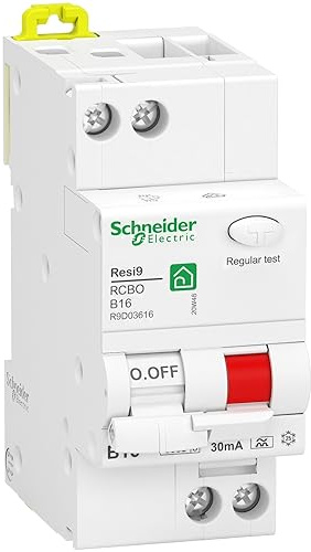 Schneider Electric R9D03616 - Interruttore FI/LS Resi9 1P+N, 16A, B-Char., 10mA, tipo A, 6kA