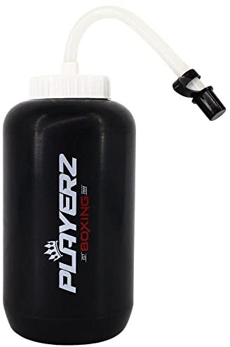 Playerz Fatboy Boxwasserflasche, 1 Liter Fassungsvermögen, durchsichtiger Auslauf, robuste Konstruktion, ideal für Boxen, Training, Fitnessstudio, Weiß/Rot