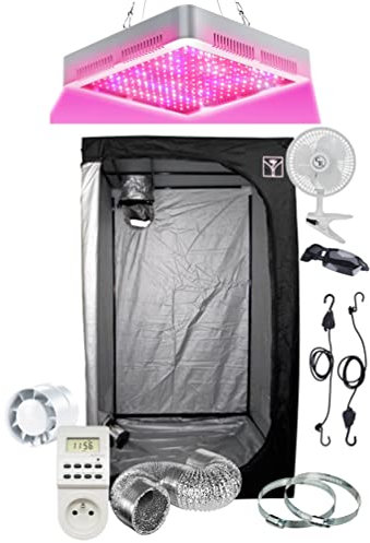 SUPACROP Pack Chambre de Culture Indoor LED Complet 40x40x120 60x60x140cm 80x80x160cm - kit LED 2000W Full Spectrum avec Switch Croissance/Floraison…