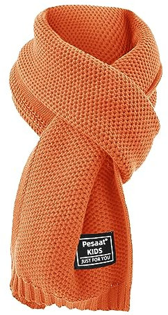 PESAAT Winter Scarf for Kids Cotton Toddler Scarves for Girls Boy Children Knit Neck Warmer Autumn 3-15 Years (Orange)