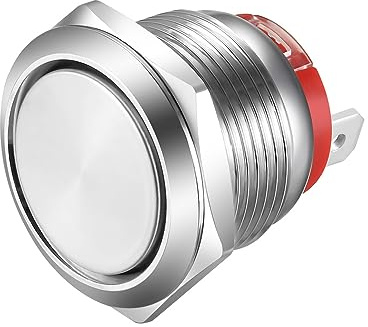 Gebildet Pulsante corto 20A/12-24V, 15A/220V 19mm Interruttore a Pulsante Momentaneo in Acciaio Inossidabile Interruttore SPST a 2 pin Impermeabile