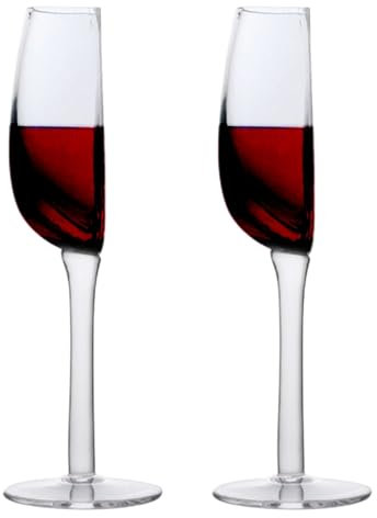 Demi Verre à Vin, 2/4 pièces 140ml Verre à Vin en Verre Rouge Moderne, Verres à Vin Fantaisie, Tasses à Cocktail Jus Vin pour Fête de Noël Anniversaire Mariage, Décoration de la Maison, Cadeau