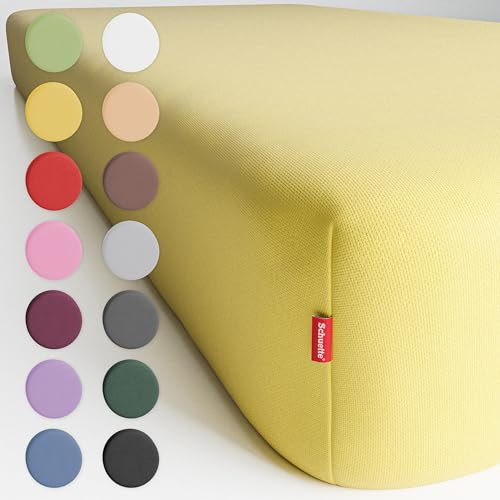 Schuette® Spannbettlaken • 90x200 cm • Wow! Kollektion: Hello Yellow (Gelb) • 100% Superfluff Baumwolle, Blickdicht, Faltenfrei • mit Rundumgummi • Matratzenhöhe bis 20 cm