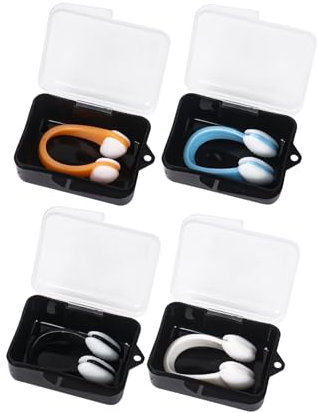 4 Stück Nasenklammer für Schwimmen,Nasenclip Schwimmen Wasserdichte Nasenklammer Sanft Nasenclip mit Aufbewahrungsbox Schwimmen Nase Clip für Kinder Erwachsene