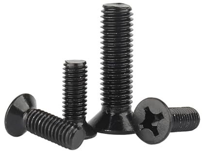 ORANXIN M3 x 12mm 50 Pcs Cruz Pernos avellanados Acero inoxidable 304 Negro Zinc Cabeza plana Pernos Tornillos de máquina Métrico Ferretería