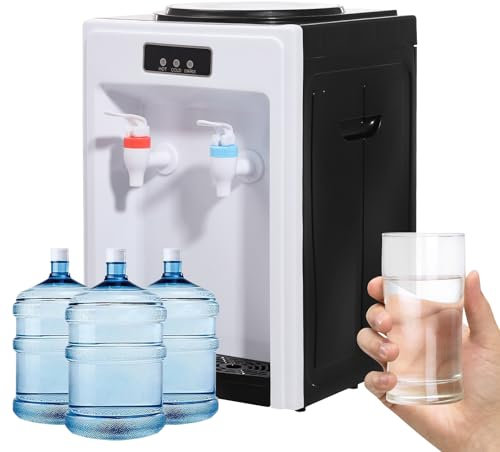 Fliuyr Dispensador de agua caliente eléctrico con doble boquilla, función de calefacción y refrigeración, fuente para oficina, hogar, máquina de bebidas frías y calientes