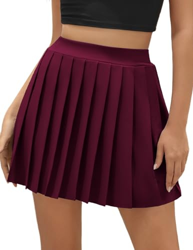 DRESSTELLS Señoras Plisado Mini Faldas Ruffle Sexy Skater Falda Niñas Escuela Falda Club Y2k A-Line Falda Borgoña L