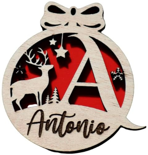 Bolas de Navidad Personalizadas de Madera con Nombre. Adorno navidad personalizado. Bolas árbol de navidad personalizadas