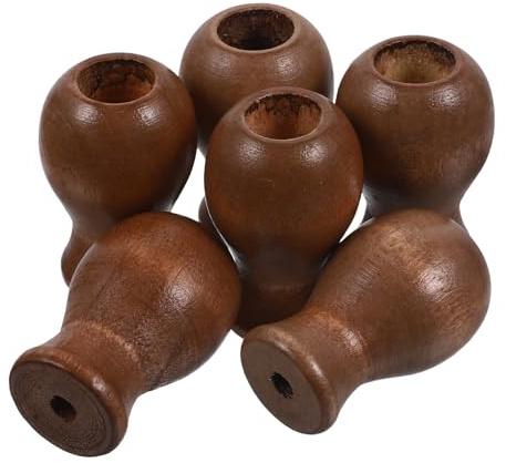 DECHOUS Pomelli per Tende a Cordino in Legno Marrone, Set da 6 Pezzi, Manopole Nappa per Finestre, Supporti per Cordoni per Tende da Balcone e Ventilatori da Soffitto, Accessori