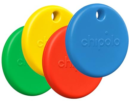 Chipolo POP Trovatore chiave - Tracker Bluetooth colorato, rumoroso con Lascia suonare il tuo cellulare, funziona con Find Hub su Google o Apple Find My - 4 Pezzi (Miscela di colori)