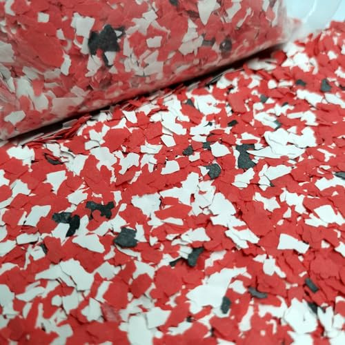 Copos de epoxi para suelos, 450 g, chips decorativos de pintura para hormigón, resina epoxi y encimeras, duraderos: negro, blanco, rojo