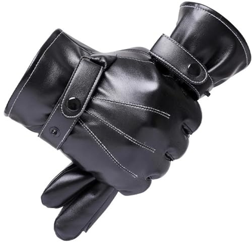 WEOKDFHA Skidhandskar herr vinter fleece utomhus ridning vatten repellent anti slip körning varma motorcykelhandskar lämpliga för skidåkning (svart)
