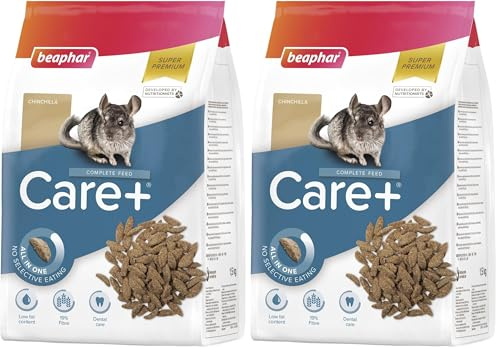 BEAPHAR – CARE+ – Alimentation Super Premium extrudée pour chinchilla – 20% de fibres – Faible valeur énergétique & matières grasses –Sans colorant –Haute digestibilité–Usure naturelle de dents– 1.5kg