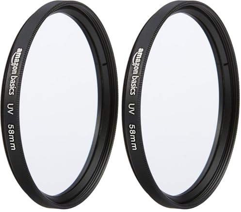 Amazon Basics UV Protection Camera Lens Filter, Scratch Resistant, Photography Filter, Lens Protection, 58mm (Pack of 2)