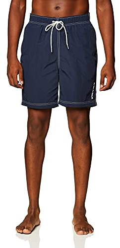 Nautica Mens Quick Dry Solid Fashion Swim Trunks, Navy, Medium US