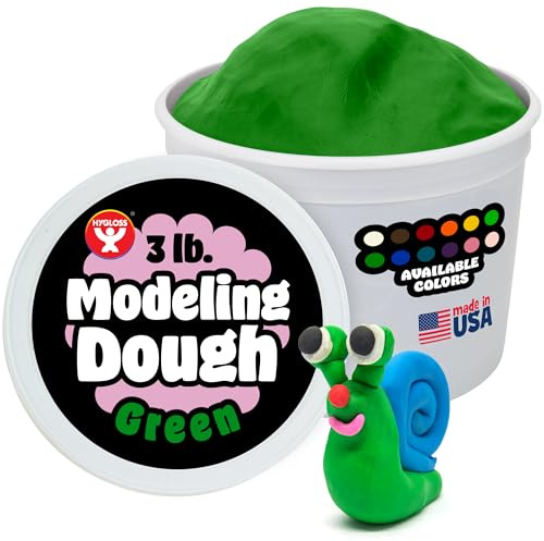 Hygloss Play Modeling Dough for Kids – Safe & Non-Toxic Sensory Dough for Arts and Crafts – 3 lb Tub – Play Clay for Toddler Activities, Preschool Classroom Must-Haves – Green Color, Unscented
