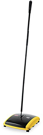 Rubbermaid Commercial Products Executive Series 7.5 Dual-Action Bristle Mechanical Sweeper, Cordless, Black, Collects Dust, Dirt, and Debris from Hard Floors and Carpet