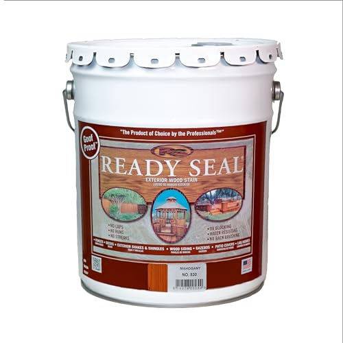 Ready Seal Exterior Wood Stain | Semi-Transparent Oil-Based Formula | Professional Grade Stain and Sealer in One | Ideal for Decks, Fences, Pergolas, Wood Siding & More | 5 Gallon | Mahogany