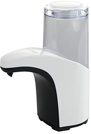WENKO Dispensador de jabón con sensor Butler - Dispensador de jabón líquido automático, dispensador de jabón con infrarrojo Capacidad: 0.3 l, Plástico (ABS), 8 x 19.5 x 15 cm, Blanco