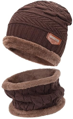 Bequemer Laden Hommes Femmes Hiver Bonnet Écharpe Cache-Cou Ensemble Chaud