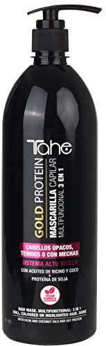 Tahe Gold Protein - Maschera per capelli 3 in 1 per capelli colorati o con meche (1000 ml)
