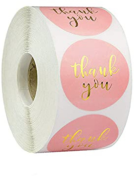 LOOGI Merci Autocollants, 500 Pièces Étiquettes de Remerciement, Thank You Stickers pour Emballage Enveloppe Cadeaux Cuisson Mariage (2,5 cm Rose)
