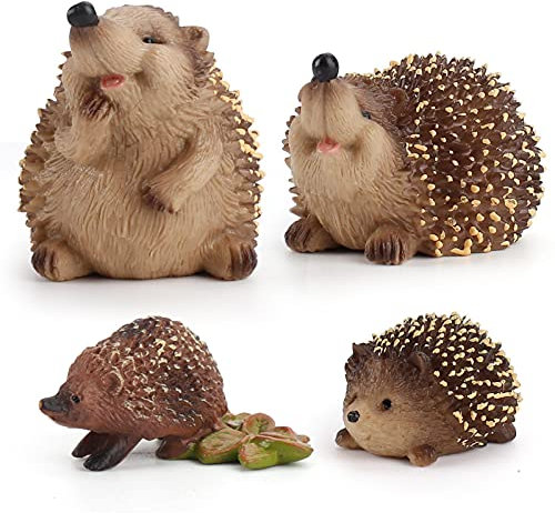 Foway Réaliste Hérisson Figurine Hérisson Famille Modèle Figurines d'animaux De Jardin Hérisson Ornement Figures Animales Décoration D'extérieur pour Jardin Et Terrasse