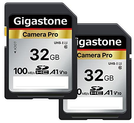 Gigastone - Tarjeta de Memoria SDHC de 32 GB, cámara Pro Serie, Paquete de 2 Tarjetas, Velocidad de hasta 100 MB/s. Compatible con cámara Canon Nikon Sony Videocámara, A1 U1 V10 UHS-I Clase 10 para