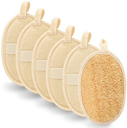 Luffa Schwamm 6 Stück - Peeling Pad für Gesicht und Körper - Rundes Bad Dusche Luffa für Reinigung und Hautpeeling - Badeschwamm für Männer Frauen Dusche Bad und Spa