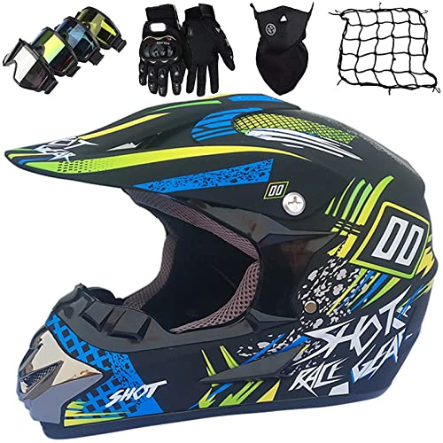 Casco de Motocross Infantil y MTB, Cross Motocicleta para Niño 6-12 Años, Homologado ECE