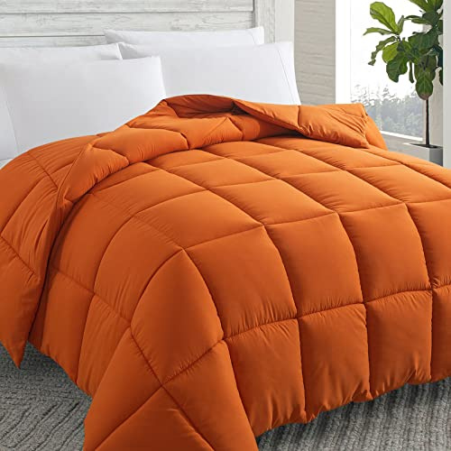 Cosybay Down Alternative Comforter (Burnt Orange, Queen) - All Season Soft Quilted Queen Size Bed Comforter - Lightweight Duvet Insert with Corner Tabs - Winter Summer Warm Fluffy, 88x92inches