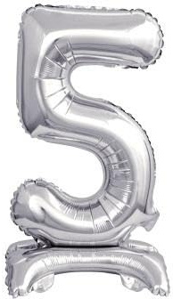 Stehballons * Gold + Silber * von Zahl 0 bis 9 als Deko für Geburtstag und Party | 38cm, für Luft | Zahlen Kindergeburtstag Partydeko Ballon Luftballon, Farbe: Silber, Größen Name: Zahl 5