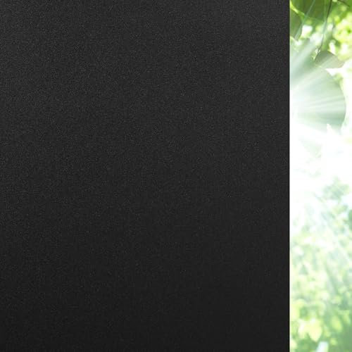 Haton Blackout Window Film Privacy Frosted Sticker, Black, 44.5x300cm