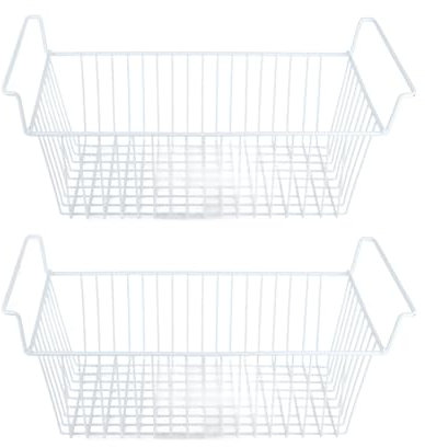 Tuwei Organisateur de Panier de Congélateur, Paniers D'organisateur de Stockage de Fil de Congélateur, Bacs Ménagers avec Poignées pour Cuisine, (56,5 X 25,2 X 24 cm / 22,2 X 9,9 X 9,4