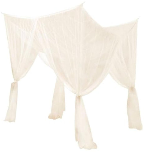 Baoblaze 4 Eckpfosten Himmelbett Vorhang, Moskitonetz Doppelbett und Einzelbett, Mückenschutz Moskitonetz, Mückennetz Bett, Moskitonetz Doppelbett für Haus Kinderzimmer Reise im Freien, Beige