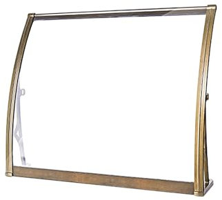 Marquise de Porte Exterieur, PC + Alliage D'aluminium, Auvent Porte D'entree, Marquise Porte D'entree, Auvent (Support Couleur Champagne + Panneau Transparent)(Size:80*80cm/31.5*31.5in)