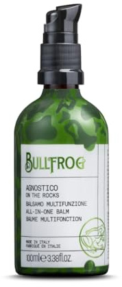 Bullfrog - Agnostico On The Rocks Balsamo Multifunzione Barba e Capelli, Crema Balsamo Aroma Oud e Anice, Nutre, Idrata, Calma la Pelle, Protegge dalle Irritazioni, Edizione Limitata,100 ml