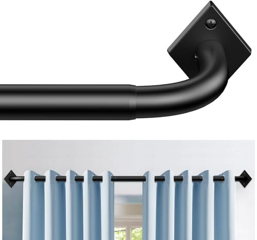 TRAROD Gardinenstange Schwarz Ausziehbar 80-310 cm,Vorhangstange Metall mit 25 mm Durchmesser,Scheibengardinenstange für Deckenmontage & Wandmontage,Curtain Rod für Verdunkelung & Blackout Vorhänge