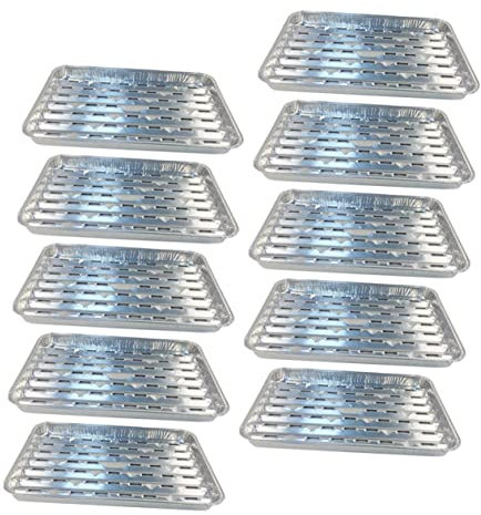 Ciieeo Teglie Di Alluminio Fori 9x13 Cm Per Barbecue e Forno, Resistenti Alle Alte Temperature, Impilabili, Set Da 10 Pezzi Per Uso Domestico e Outdoor
