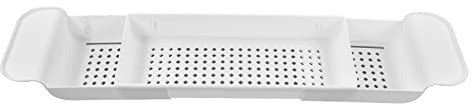 TIKATARER Bandeja de Bañera, Accesorios de Baño Bandeja de Baño Multifunción Organizador de Bañeras (White)