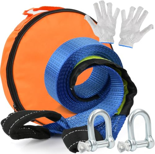 OTYMIOW Cuerda de Remolque Universal 8T para Coche 4,8m×5cm Kit de Cuerda de Remolque de Emergencia para Coche Cable de Recuperación Todoterreno Universal, CuerdaRemolqueCoche
