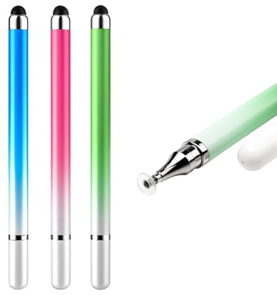 3 Pz Stylus Tablet, Universale Penna Tocco Gradiente Colori Touch Alta Precisione e Sensibilità, Leggero con Cappuccio Penna Magnetica, Compatibile con Tablet e Smartphone