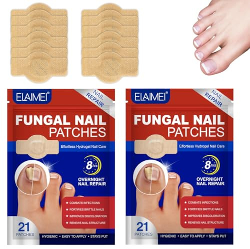 42 parches para hongos en las uñas, tratamiento para hongos en las uñas de los pies, apósitos para uñas, reparación extrafuerte de 8 horas, eficaz contra infecciones por hongos