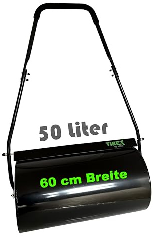 TIREX by xonic® Rasenwalze, Gartenwalze aus Metall, Befüllbar bis 50L, Handwalze für Garten und Rasen (Schwarz)