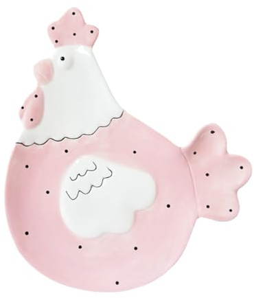 Beavorty Assiette à Biscuits en Céramique Rose de Poule, Plateau à Dessert Multifonction pour Pâtisseries, Fruits Secs et Petit-déjeuner, Vaisselle Originale Cuisine et Pique-niques