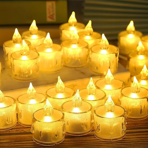 Candele a LED,35 pezzi Senza Fiamma,candele led con Batterie,Candele Elettriche luci tealight luci a LED realistiche per Matrimoni,vacanze,feste,Natale,Decorazioni Giardino(luce giallo calda)