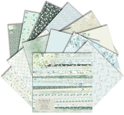 Scrapbook Paper, 24 Sheets 12x12 Inch Double Sided Green Floral | 160gsm Scrapbooking Paper Pack, Patterned Scrapbook Supplies for Wedding, DIY Crafts