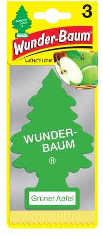 Wunderbaum 171207 Arbre Magique Lot de 3 Désodorisants Sapin Voiture, Cartes parfumées Pomme